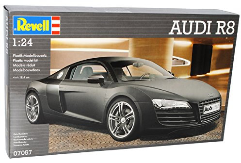 A*U*D*I R8 Coupe Matt Schwarz 2005-2015 07057 Bausatz Kit 1/24 Revell Modell Auto mit individiuellem Wunschkennzeichen