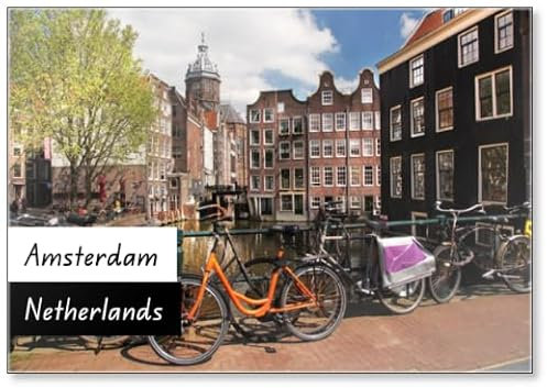 Amsterdam City mit Fahrrädern auf der Brücke, Holland, Kühlschrankmagnet