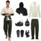 Mittelalter Kleidung Herren, 7 Stück Herren Renaissance Kostüm Set, Mittelalter Viking Kostüm mit Piratenhemd Lang Hose Gürtel Handgelenkgurt (Grün, XXL)