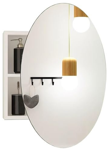 Armoire De Toilette Blanche Armoire De Toilette Ronde Murale Armoire De Rangement De Salle De Bain avec Miroir Miroir De Maquillage Mural(55cm)