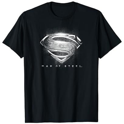 DC Comics Superman Man of Steel Contrast Logo Symbol T-Shirt - Unisex-Adults, Women, Kids - Black - Small - Short Sleeve