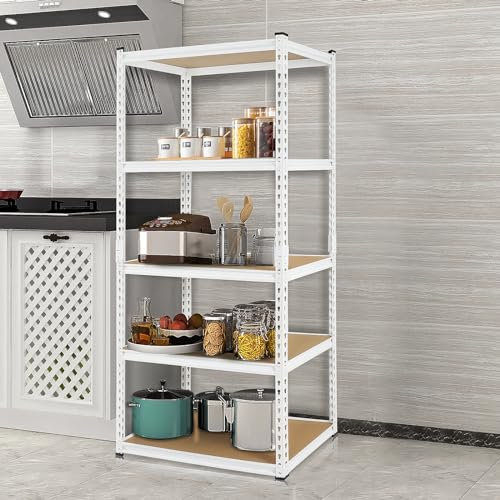 PACHIRA 5 Tier Garage Shelving Unit, Boltless 90 * 40 * 183 cm Adjustable Heavy Duty Storage Shelves, Load Capacity 850 KG, Metal Shelf For Kitchen Garage Office Shelving Unit, Storage Shelves