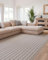 Interiyou Teppich Wohnzimmer Lecce - 200x290 cm Hellgrau - Für Schlafzimmer, Esszimmer, Kinderzimmer - Kurzflorteppich skandinavisches Boho Muster - Hoch-Tief Effekt - Flach mit Geometrischem Muster