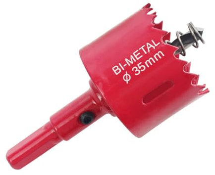 GVSS 1 Pièce Scie Cloche Bi-Métal 35 mm, Scie Cloche HSS M42 Bi-Métal 35 mm avec Adaptateur et Foret de Centrage,Idéale pour Bois,Métal,Plastique et Cloisons Sèches,Coupe Profonde Jusqu'à 25 mm
