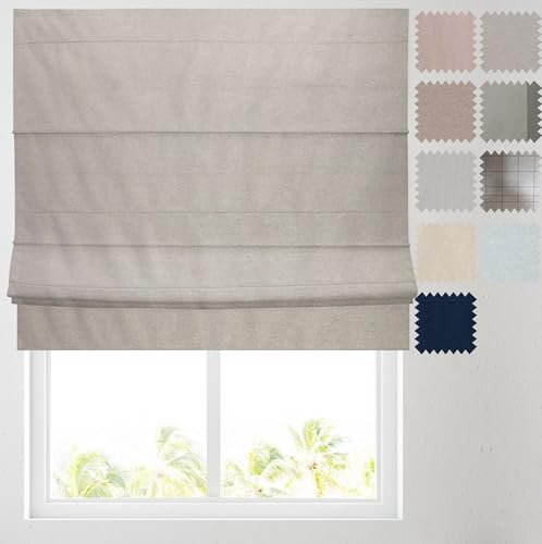 Barnes Blinds - Soft Textured Ara Blackout Roman Blinds -Durable Fittings Easy Fit (Grey 122cm)