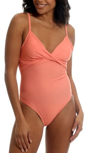 Light & Shade Costume Intero da Donna con Controllo Addominale, Senza Ferretto, Imbottitura Rimovibile, per Le Vacanze Estive, Corallo, UK 16