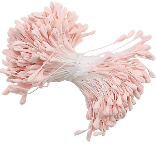 Barlone 350 Stück Pfeifenreiniger Blumen Staubblatt Hellrosa mit Zwei Perlen Köpfen 3mm, Pfeifenreiniger zum Basteln, Tulpe Blumenstrauß Pfeifenreiniger Zubehör für DIY Handwerksprojekt