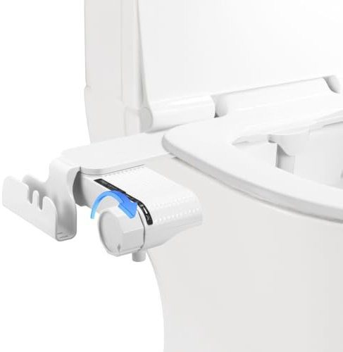 Ultra-Slim Bidet Attachment for Toilet UK, Non-Electric Cold Water Bidet Toilet Attachment with Adjustable Water Pressure Dual nozzles (Frontal & Rear Wash), Easy Home Installation (White)