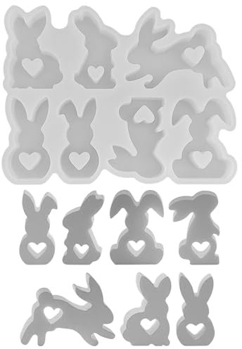 Silikonformen Gießformen Ostern, 7 Stück Silikonform Ostern Hase Gießformen Silikon Gießform Ostern Giessformen Silikon Gießform Hase Silikonform Osterhase für Kerzen, Gips, Osterdeko