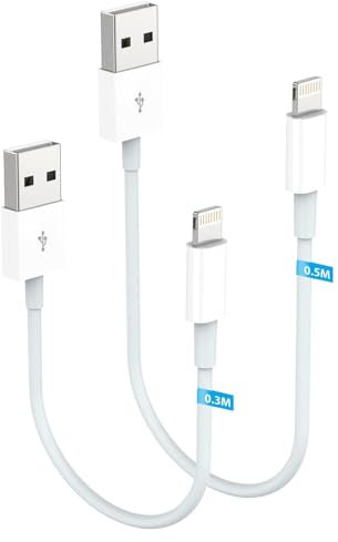 Amoner iPhone Cable Short 2Pack 30CM+50M, MFi Certified Lightning Cable USB Fast Charging Compatible with iPhone 14 12 13 11 Pro XS Max XR X 8 7 6 Plus, Pad,Pro