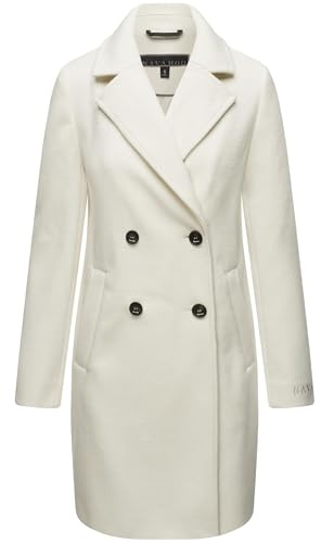 Navahoo Damen Mantel in Woll-Optik langer klassischer Trenchcoat Frostjuwel 14 XS-3XL