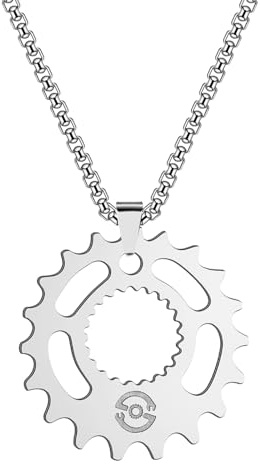 GZHENGZG Herren Halskette, Damen Schmuck Gear Biker Motorrad Mann Anhänger Halskette für Männer Frauen Fahrrad Getriebe Amulett Disc Charm Kette Schmuck Geschenk