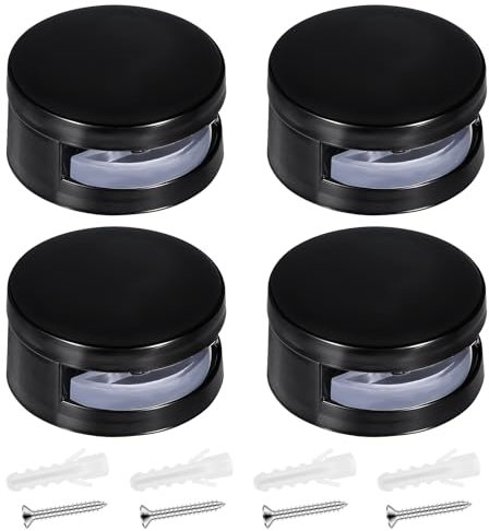 Lnngub 4 Pcs Mirror Holder Clips Black Frameless Mirrors Mounting Hardware Zinc Alloy Mirror Holders for Wall Mounting,Wall Bathroom Dresser Fitting for 4-6mm Thick Glass