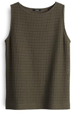 OPUS Damen Top | Jerseytop IDALI Slim in feiner Häkeloptik Olive Leaf, 38