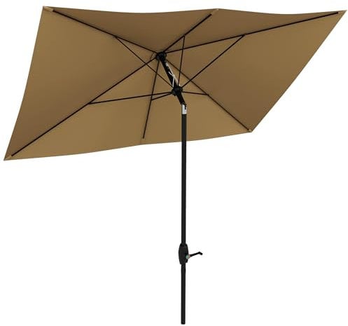 Outsunny Sombrilla de Terraza Exterior 3x2 m Parasol de Terraza Exterior con Ángulo Ajustable Mástil de Aluminio y Protección UV 50+ Sombrilla para Jardín Patio Café