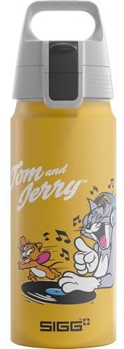 WMB SIGG - Alu Trinkflasche Kinder ONE Disney Tom & Jerry - Kohlensäuregeeignet - Auslaufsicher - Federleicht - BPA-frei - Klimaneutral Zertifiziert - Sport & Schule - Gelb - 0,6L