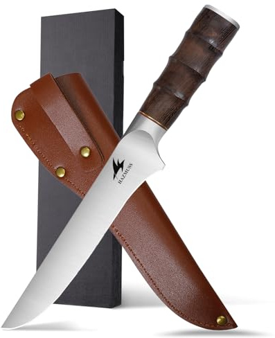 HAZMUSS Ausbeinmesser, 17 cm, aus kohlenstoffreichen Edelstahl, ultrascharfes Tranchiermesser, ergonomischer Griff, geeignet zum Schneiden und Zerteilen von Fleisch, Fisch, Geflügel