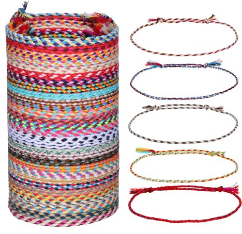 LXUEJIE 30 PCS Handmade Friendship Braided Bracelet, Woven Wrap Friendship Bracelets Adjustable Colorful Wrist Cord for Women Men Thread Bracelets for Women Party Favors Birthday Gifts