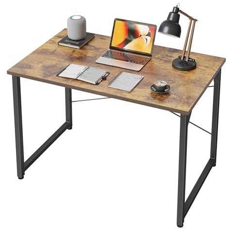 CubiCubi Computer Desk, 80 x 40 x 75 cm, Small Office Desk for Home Office, Industrial Style, Simple Assembly, Vintage Brown