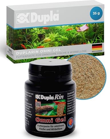Dupla DuplaRin Omni Gel I 35 g I Selbsthaftende Futterpaste für Omnivore Fische & Wirbellose I Mit Insektenlarven, Krill, Algen, Knoblauch & Paprika I Fischfutter für Süß- & Meerwasseraquarien