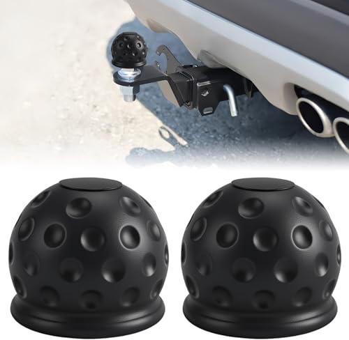 2Pcs Trailer Hitch Ball Cover,50mm Rubber Tow Ball Cover,Tow Bar Ball Cover Cap,Ball Head Cover Towing Hitch,Soft Ball Protect Tow Bar Ball Case,Tow Bar Cover for Trailer Caravan Truck,Tow Hook Cover