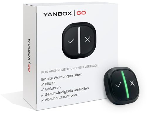 YANBOX GO Smarter CO Driver fürs Auto, Echtzeit Warnungen vor Blitzern, Abschnittskontrollen,Gefahren und Unfälle, LED Lichtanzeige, wiederaufladbar, europaweit, App erforderlich, Android, iOS