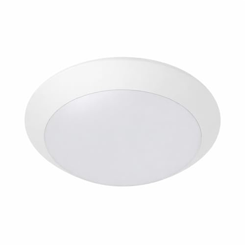 Braytron Außen Deckenleuchte IP65 Ø265mm Weiß – E27 Fassung max.23W – Runde Feuchtraumlampe mit Bewegungsmelder (Microwave Sensor) für Bad, Keller, Garage & Balkon