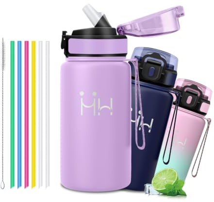 Gourde Isotherme - Gourde 500 ml - Bouteille Isotherme - Facile à Nettoyer - Bouteille Inox Anti Fuite - Double Isolation - Bouteilles Isothermes, Bouteille d'eau pour École, Camping, Randonnée