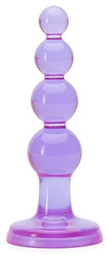 Lovehoney Beaded Butt Plug - 4 Inch Beginner Friendly Anal Plug - Flared Suction Cup Base with Graduated Beads - Waterproof - Purple