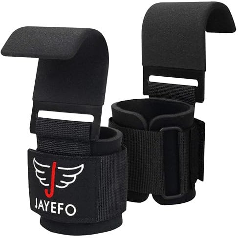Jayefo Weight Lifting Hooks and Deadlift Straps - Pull Up Grips, Lifting Hooks - Weight Lifting Straps for Men - Standard Size – Black