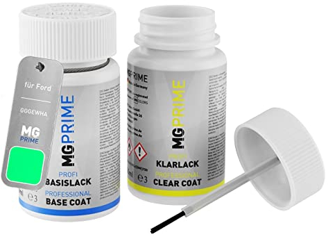 MG PRIME Autolack Lackstift Set für Ford GGGEWHA / PN4ER0 Bohai Bay Mint Metallic/Aquamarin Grün Metallic Basislack Klarlack je 50ml