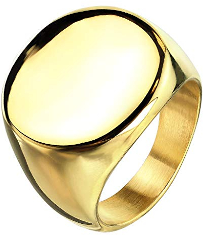Mianova Ring Edelstahl Runder Siegelring Biker Rocker Herrenring Damenring Partnerring Damen Herren Größe 71 (22.6) Gold