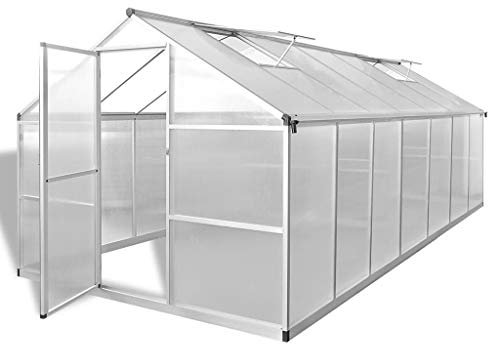 Tidyard Serra Casetta, serra da giardino in policarbonato trasparente, pannelli a doppia parete, costruzione in alluminio, 10,53 m² 421 x 250 x 195 cm (telaio base non incluso)