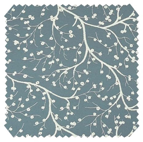 novely® HANAU TWIG - Dekostoff mit Blumen-Print - Robuster Möbelstoff - Pflegeleichte Meterware 1lfm | Farbe: 08 Rauchblau