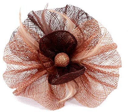 Pince Broche Mariage Fleur Plumes Pensée Marron