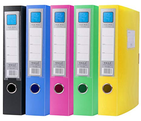 NUOBESTY 5 Stück farblich sortierte Box Aktenhalter Kunststoff Dokumentenboxen Faltbox Organizer für Büro Zuhause Schule / 32 x 23,6 x 5,5 cm