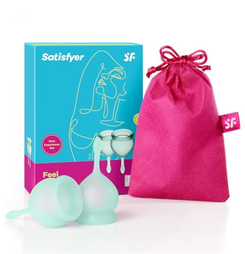 Satisfyer Feel Good Menstruationstasse 2 Stück | Wiederverwendbare & nachhaltige Menstrual Cups, 15 & 20 ml | Einfache Reinigung & Komfortabel | Langlebiger Schutz medizinisches Silikon: Mint