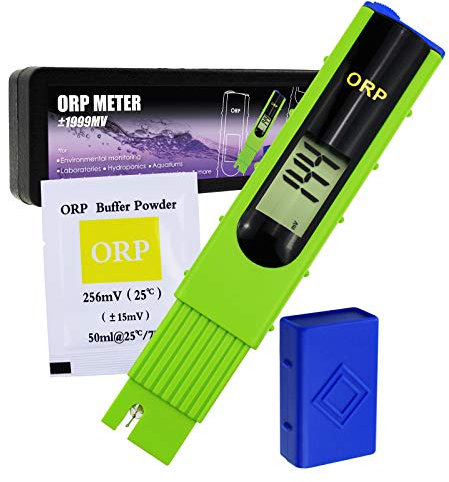 ORP Redox-Messgerät, -1999~1999 mV, Oxidationsreduzierung, Potenzialtester mit 256 mV ORP-Kalibrierpuffer für Wassertests, Aquarium, Forschungslabor (ORP Meter + Kalibrierpulver)