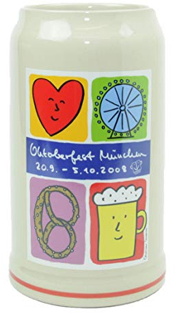 Steinfixx® - Original Oktoberfestkrug 2008 I Jahrgangskrug I Jahreskrug I Wiesnkrug I Sammlerkrug I Original Verpackung