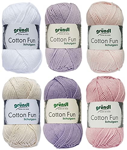 6x50 Gramm Gründl Cotton Fun Häkelgarn Strickgarn inkl. Anleitung für EIN Meerschweinchen (Baby Rosa Mix)