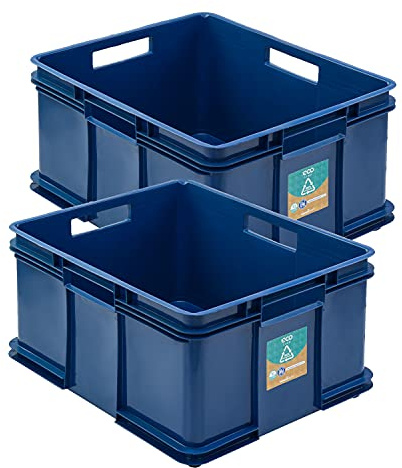 PAFEN 2x Euro Stapelbox Bruno Eco Blau Euro-Box Stapelkasten 54L Transport Eurobehälter