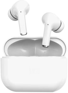 Juice®airphones Go True Wireless Earbud headphones, 5 Hours Playtime, Wireless Charging Case, Rich, Clear & Powerful Sound, Multi-Function Touch Controls, Bluetooth 5, IPX4 - White
