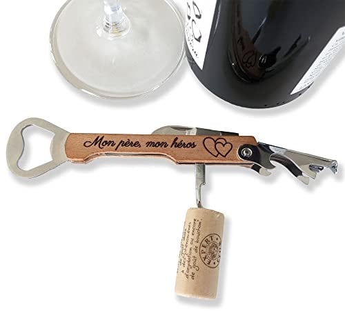 Tire Bouchon Personnalisé, Limonadier Personnalisable, Couteau de Serveur avec Décapsuleur, Coupe Capsule et Ouvre Bouteille en Acier Inoxydable