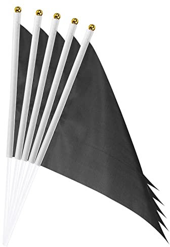 sourcing map Black Flag Stick Hand Held Small Mini DIY Flag Banner 8.2 Inch x 5.5 Inch Triangle for Festival Events Party Decoration Pack of 20