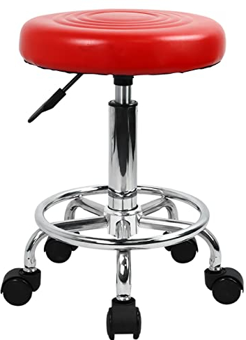 KKTONER Sedia da lavoro regolabile in altezza con schienale basso in pelle PU (Red)