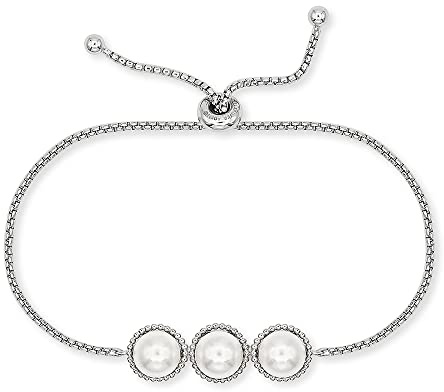 Engelsrufer Damen Armband aus Sterling Silber und drei Muschelkern Perlen - Verstellbarer Schiebeverschluss - nickelfrei - Länge: 24 cm