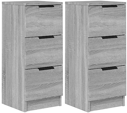 vidaXL 2X Sideboard Schubladen Schubladenschrank Kommode Anrichte Schrank Beistellschrank Mehrzweckschrank Grau Sonoma 30x30x70cm Holzwerkstoff