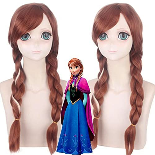 Film Prinzessin Anna Perücken Olafs Adventure Anna Perücke Cosplay Mix Braun Lange Zopf Kunsthaar Für Party Kostüm Perücke Anime