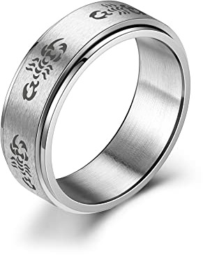 OAKKY Herren Edelstahl Drehbare Angst Skorpion Ring Punk Tier Fingerband