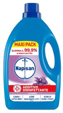 Napisan Additivo Disinfettante Lavatrice alla fragranza Lavanda, Confezione da 2.2 Litri di Additivo Liquido per Lavatrice, Contro i Batteri e i Cattivi Odori